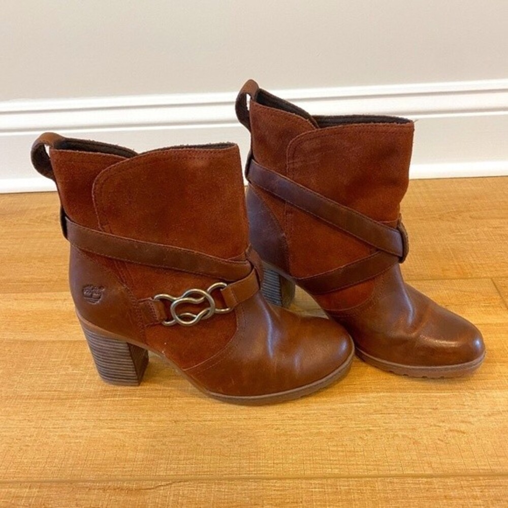 Brown Timberland Booties with Buckle Detail